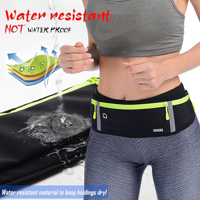 USHAKE Slim Running Belt, Workout Fanny Pack for Men Women,Exercise Waist Pack for Apple iPhone Holder, Runner Belt for Running Walking Cycling Camping Gym