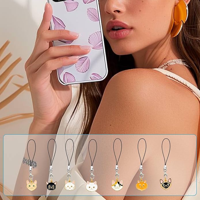 7-10Pcs Dust Plug Charm Type C with Alloy Pendants Cute Cell Phone Charms for Most Type C Phone,Readers Device