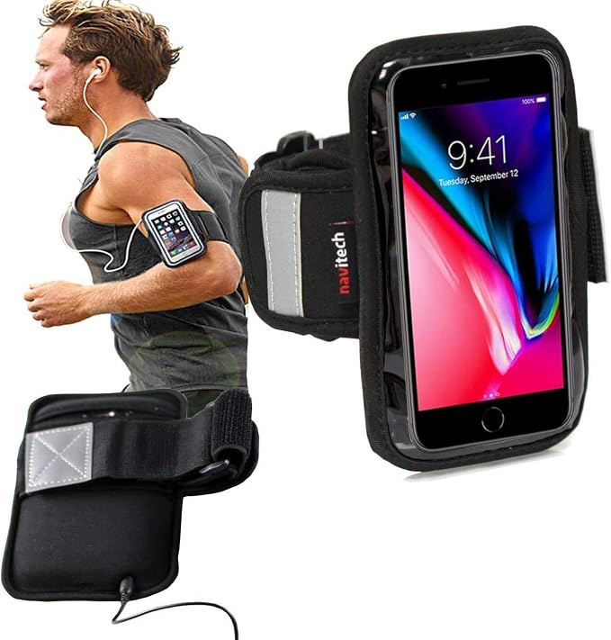 Navitech Black Running/Jogging/Cycling Water Resistant Sports Armband Compatible with The Samsung Galaxy A70