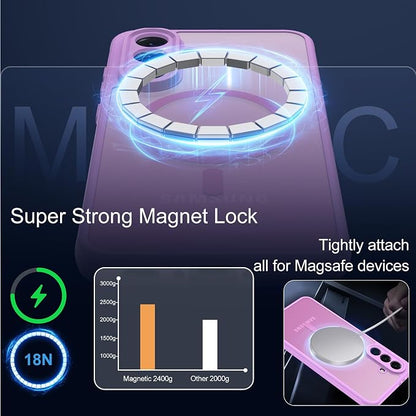 Compatible for Samsung Galaxy A56 5G Phone Case: A56 Case [Mag-Safe Fit] with 2PC Tempered Glass Screen Protector,Matte Translucent Soft-Touch Skin/Full Body Protection for Cell Phone A 56 Cover,Pink