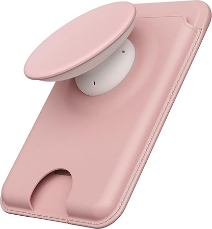 Sinjimoru for MagSafe Phone Grip, Compatible with MagSafe wallet, Soft Magnetic Finger Grip, with 3 Card Holder for iPhone, M-Tap Tok Wallet Pink