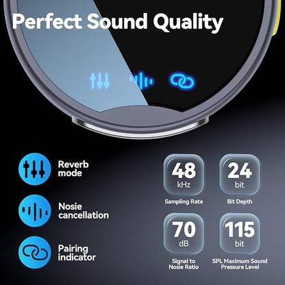 Wireless Lavalier Microphone for iPhone/Android, 200ft Range, Mini Microphone with Noise Cancellation, 25Hrs Battery Life Lapel Bluetooth Mic, USB C Wireless Lapel Mic for Video Recording