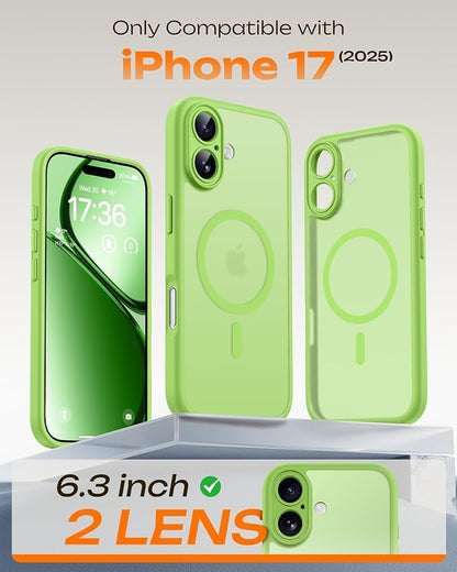 TOCOL for Phone 17 Case, Compatible with Magsafe Charger, Full Camera Protection, Drop Protection, Translucent Matte Phone Case for Phone 17 6.3 inch (Light Green)