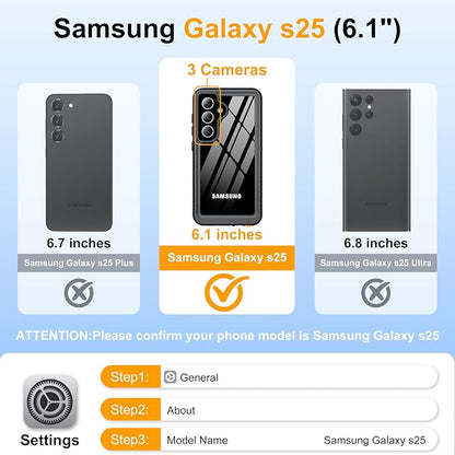 GOLDJU for Samsung Galaxy S25 Case Waterproof,IP68 Waterproof Dustproof Case with Built-in Screen Protector, Full Body Protective Phone Cover for Galaxy S25 6.2 Inch, Blue/Clear