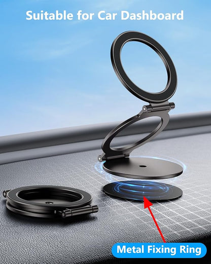 Dual Magnetic Phone Ring Holder for MagSafe, Compatible with Magnet Gym Golf, Car Mount, 1/4" Screw Hole Tripod Adapter Mount, Phone Grip for iPhone 17/16/15/14/13/12 Pro Max/Samsung & Androids