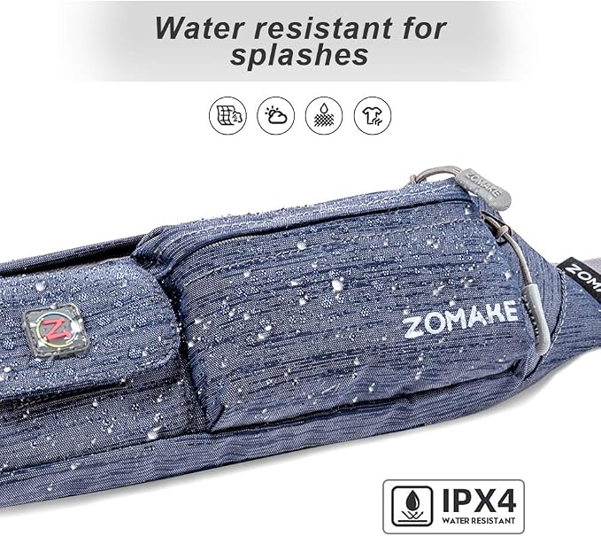 ZOMAKE Small Crossbody Fanny Pack for Women Men, Runner Belt Bag with Adjustable Strap, Water Resistant Waist Bag for Running