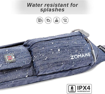 ZOMAKE Small Crossbody Fanny Pack for Women Men, Runner Belt Bag with Adjustable Strap, Water Resistant Waist Bag for Running