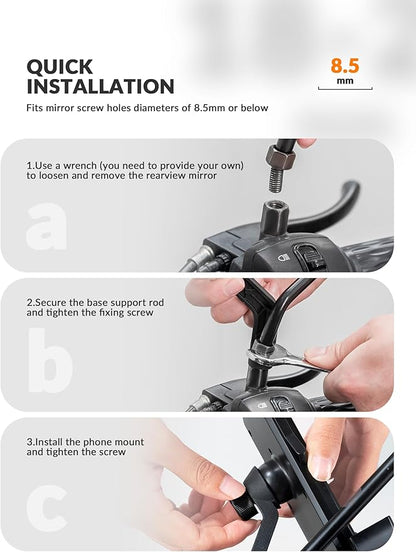 ROCKBROS Motorcycle Phone Mount, Motorcycle Phones Holder with Security Lock, Shockproof Phone Holder for Motorcycles, Adjustable Motorcycles Phone Holder Mount, Suitable for 4.7”-6.8” Phone