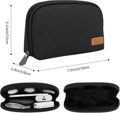 E-Tree Small Tech Pouch Organizer Bag (7.8" x 5") – Travel Electronics Accessories Case for MacBook Charger, USB-C Adapter, Cables, Power Bank, Mouse, SSD, Dongle & Hub | Foam Padded