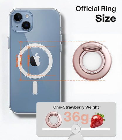 TORRAS 2025 Flagship Magnetic Phone Grip Ring Holder Kickstand [2-Sided Magnetic] [360 Rotation] Fit for MagSafe Accessories for iPhone 17 16 15 14 13 12 11 Samsung, Google, Dusty Rose Gold