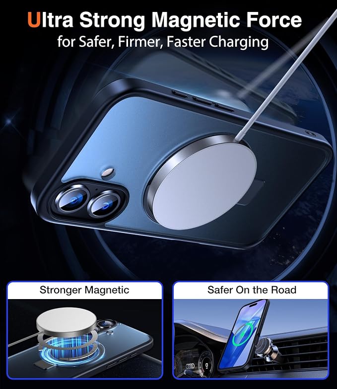 Chicfun 3-in-1 [Magnetic+Kickstand+Ring Holder] for iPhone 16 Plus Case with Stand Ring Holder， Compatible with MagSafe, Military Shockproof Kickstand Phone Case iPhone 16 Plus Cover Black
