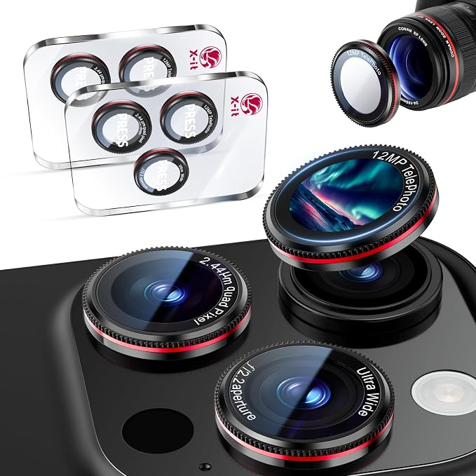 X-it 2-Pack Camera Lens Protector for iPhone 17/16/15/14 Pro Max&17/16/15/14 Pro, [Shatterproof & Impact Resistant] 9H High-Alumina Tempered Glass, Anti-Scratch, Dustproof, Strong Adsorption, Case Friendly, Ultra HD Clear