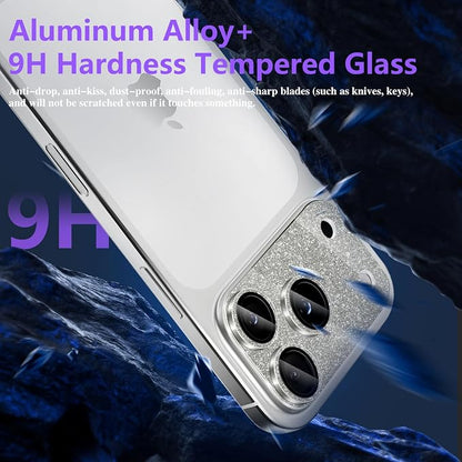 Camera Lens Protector for iPhone 17 Pro Max, Bling Glitter Camera Cover with 9H Tempered Glass Metal Ring, Anti-Scratch Lens Protector for iPhone 17 Pro Max (Glitter - Gray)