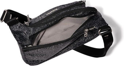 Baggallini Securtex Anti-theft Crossover Crossbody Bag 11”w X 8.5”h, Rfid, Built-in Wallet, Locking Zippers
