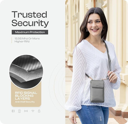 Claasico Crossbody Phone Purse for Women – RFID Phone Case Wallet w/Magnetic Closure & Separate Zipper Pocket Crossbody Bag