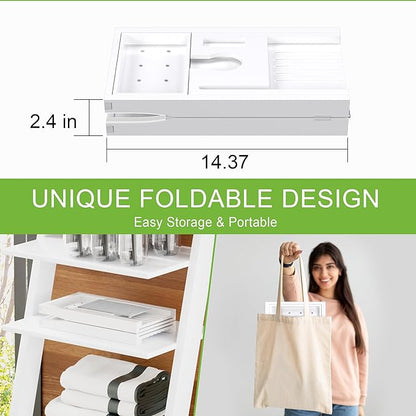 Bathtub Caddy Tray for Tub,Foldable Bath Table Trays,Bamboo Shelf with Book and Wine Glass Holder,Bathroom Accessories Suitable for Luxury Spa or Reading,White