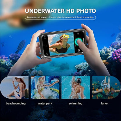 [Up to 7.0"] Waterproof Phone Case, IPX8 Waterproof Phone Pouch for iPhone 17 Pro Max/17 Pro/17/16/15/14/13, Samsung Galaxy S25/S24/S23 Ultra, Google/Moto - Black