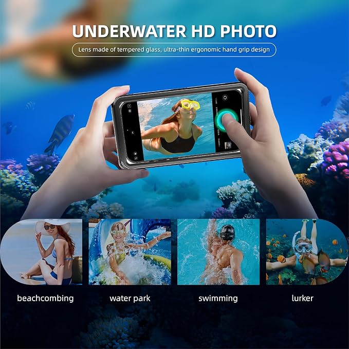 [Up to 7.0"] Waterproof Phone Case, IPX8 Waterproof Phone Pouch for iPhone 17 Pro Max/17 Pro/17/16/15/14/13, Samsung Galaxy S25/S24/S23 Ultra, Google/Moto - Teal