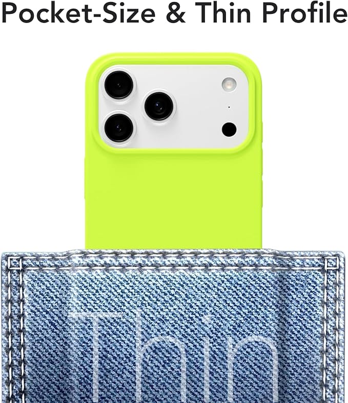 for iPhone 17 Pro Case Silicone Compatible with Magsafe Case, Ultra Slim Thin Magnetic Phone Cases Mag Safe, Cute Soft Rubber Gel TPU Matte Plain Wireless Charging Cover for Women, Neon Green