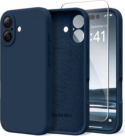Magnetic for iPhone 17 Case, Compatible with MagSafe, [Full Camera Protection][Screen Protector] Silicone Shockproof Protective Phone Case for iPhone 17 6.3", Cobalt Blue
