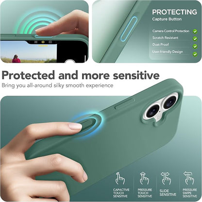 GONEZ Magnetic for iPhone 17 Case, Compatible with MagSafe, [Screen Protector + Camera Lens Protector], Liquid Silicone Anti-Scratch Shockproof Protective Phone Case 6.3 inch, Midnight Green