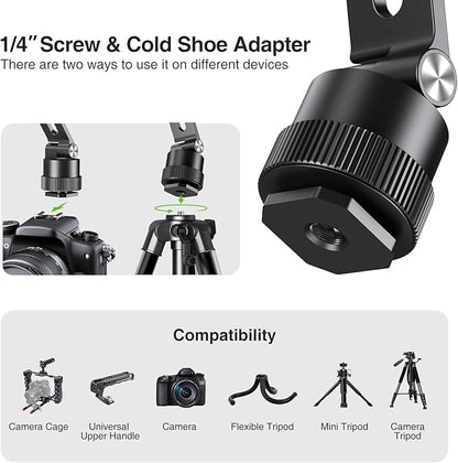 elitehood Magnetic Phone Tripod Mount for Magsafe, Aluminum iPhone Tripod Mount Adapter with 1/4” Screw, Cold Shoe Phone Holder for Camera, Compatible with iPhone 16/15/14/13 Series