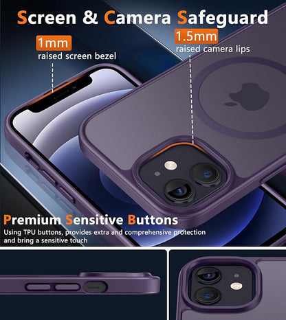 FNTCASE for iPhone 12 Phone Case: for iPhone 12 Pro Magnetic Matte Textured Military Grade Drop Protection Translucent Cell Phone Cover - Slim Durable Shockproof Protective Bumper