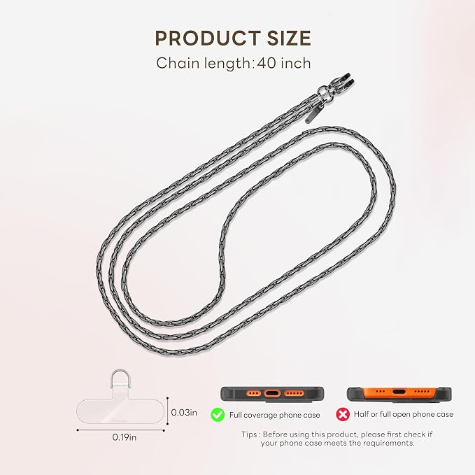 Phone Lanyard for Cellphone Case Crossbody Strap Detachable Phone Charms Strap Anti Theft Necklace Holder for iPhone For Women (black)