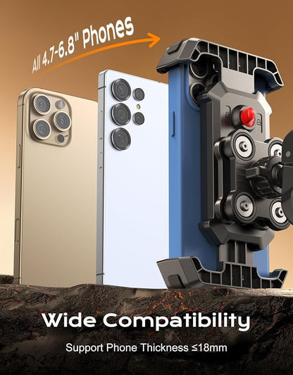 Viccux 2026 Upgrade Motorcycle Phone Mount [Anti-Shake & Vibration Dampener], Super Stable Bike Phone Holder for iPhone 17/16/15/14 & 4.7-6.8" Phones, Phone Holder for Bike/Bicycle/Motorbike/Scooter
