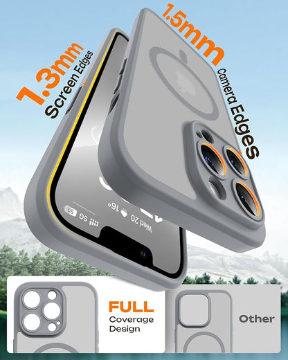 TOCOL for iPhone 13 Pro Max Case, Compatible with Magsafe Charger, Full Camera Protection, Translucent Matte for iPhone 13 Pro Max iPhone Case 6.7 inch (Gray)