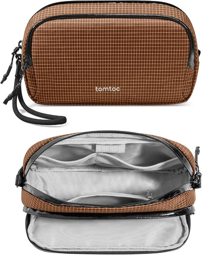 tomtoc Electronic Organizer Travel Case Performance, Dual Compartment Bag | Water Resistant Cable Organization Storage for Charger, Cord, Phone, Hard Drive, Power Bank, Accessories Travel Essentials
