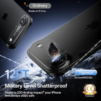 Camera Lens Protector for iPhone Air 6.5"（2025）-Single Piece,Ultra Thin Aluminum Alloy Frame,9H Dual-Strength Glass with 99% AR Light Transmittance,Case Friendly, Black