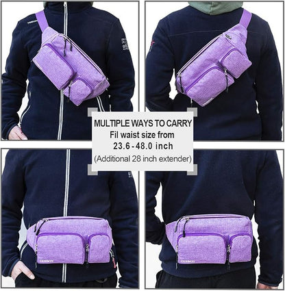 CXWMZY Fanny Packs For Women & Men, Waist Bag Hip Bum Bag Strap Extension Large Capacity Easy Carry Any Phone Passport Wallet for Outdoors Workout Traveling Casual Running Hiking Cycling Dog Walking