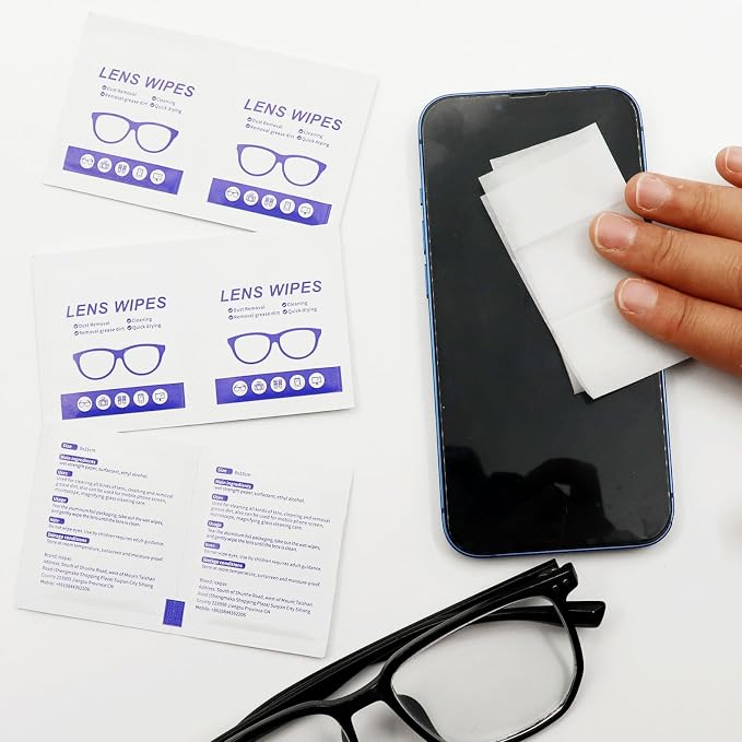 220 Count Lens Wipes (200 + 20 Bonus Pack) - Pre-Moistened Individual Wrapped Glasses Cleaner - Streak-Free Cleaning Wipes for Eyeglasses, Phone Screens, Sunglasses