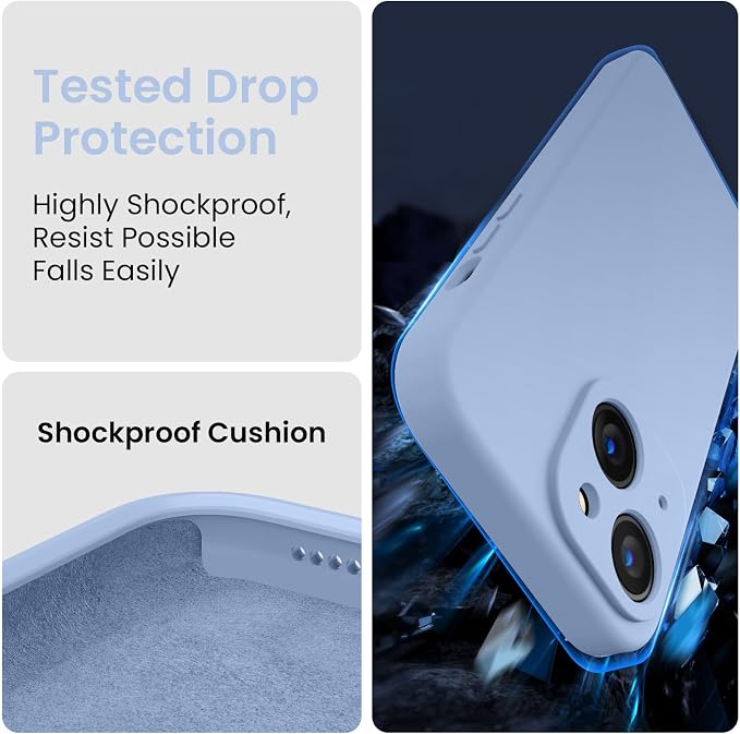 FireNova Designed for iPhone 15 Case, Silicone Upgraded [Camera Protection] Phone Case, Soft Anti-Scratch Microfiber Lining Inside, 6.1 inch, Light Blue