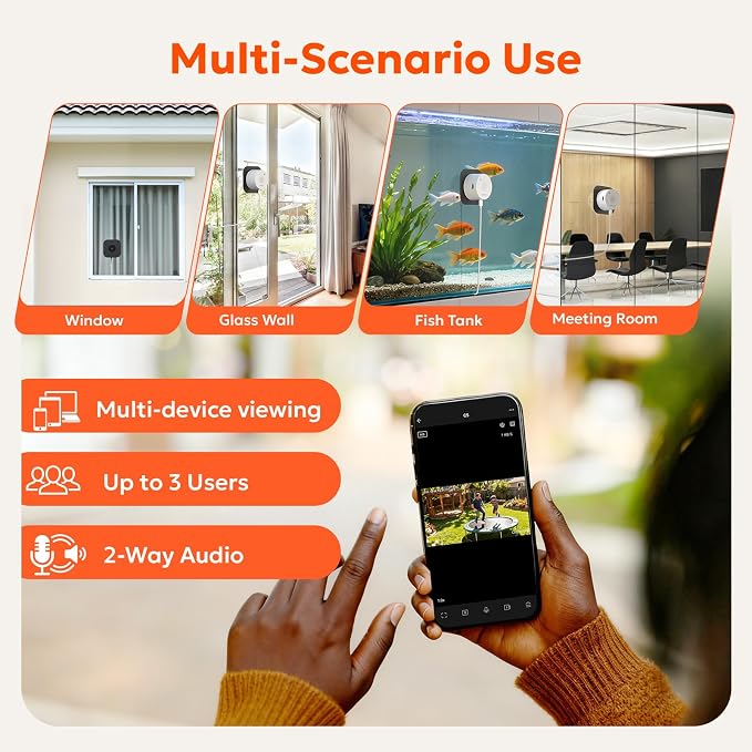 owltron Window Camera 3MP, 5G & 2.4GHz WiFi Indoor Cameras for Home Security with Al Color Night Vision, Human/Motion Detection, Anti-Glare, 24/7 Recording, Real-Time Alerts, Easy & Quick Install