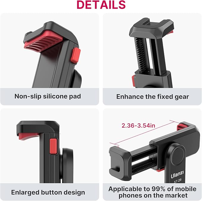Phone Tripod Mount Holder for iPhone - ULANZI ST-06S Camera Hot 2 Cold Shoe Phone Mount Compatible for iPhone Android Sony Canon DJI Ronin S/SC Zhiyun Gimbals