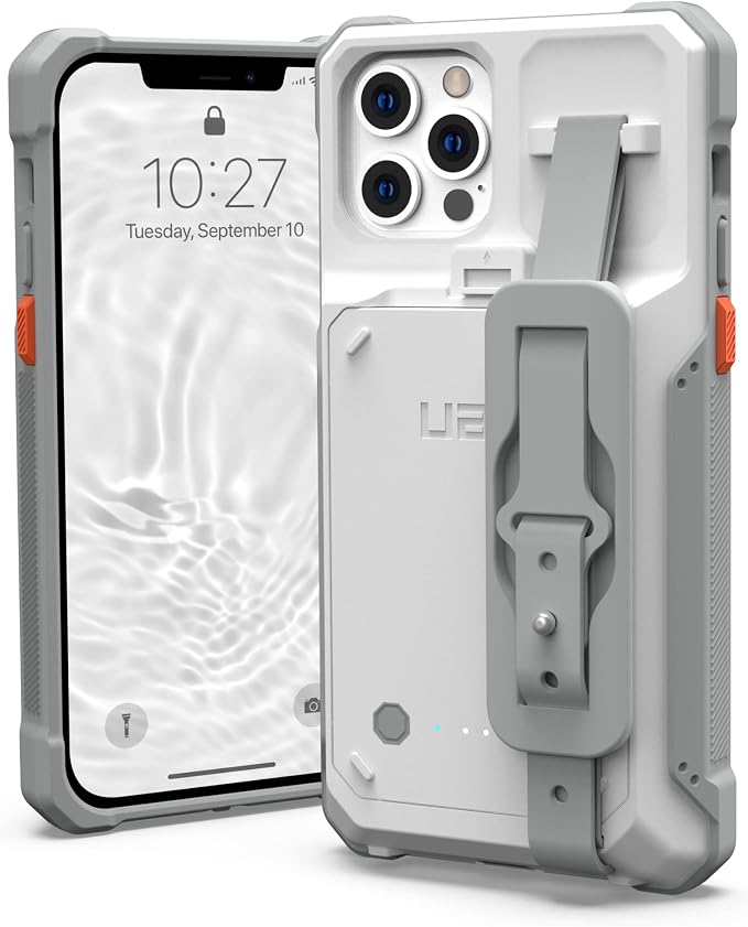 URBAN ARMOR GEAR UAG Battery Case Compatible with iPhone 12/12 Pro Workflow White/Gray, 3000mAh Quick Charging Rugged Protective Cover with Rechargeable Battery & Built-in Hand Strap