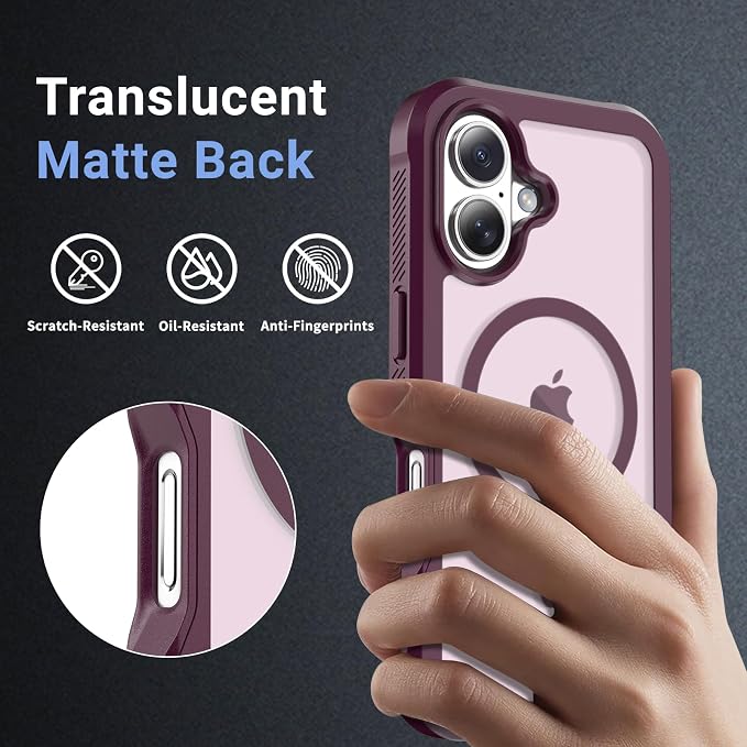 jaroco Magnetic for iPhone 17 Case, [Compatible with MagSafe][Military Grade Drop Protection][Heavy Duty Protection][Non-Slip][Shockproof] 2-Layer Durable Bumper Phone Case 6.3''-Wine Red