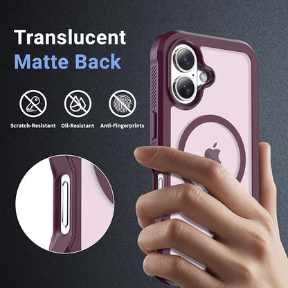 jaroco Magnetic for iPhone 17 Case, [Compatible with MagSafe][Military Grade Drop Protection][Heavy Duty Protection][Non-Slip][Shockproof] 2-Layer Durable Bumper Phone Case 6.3''-Wine Red