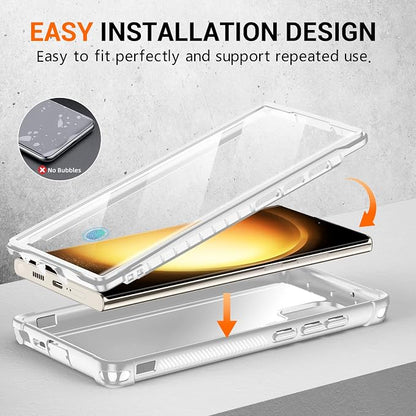 Temdan for Samsung Galaxy S23 Ultra Case, [Built-in Screen Protector]+[2Pcs Lens Protector][Touch Sensitive][Anti-Scratch][Military Grade Shockproof] Full Body Protection Case for S23 Ultra 5G,White