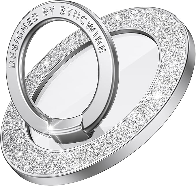 Syncwire Magnetic Phone Grip for MagSafe, Sparkle Ring Holder, Rotatable Kickstand Bling Ring Stand Removable MagSafe Accessories for iPhone 17 Pro Max 16 15 14 13, Android, Samsung etc.