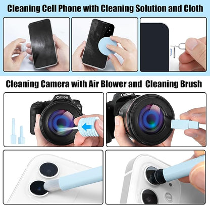 walrfid Laptop Phone Screen Cleaner Kit, Computer Keyboard Brush Cleaning Spray for iPhone AirPods MacBook iPad, 20-in-1 Electronic Device Clean Tool for Camera Earbud Car Screens (Blue)