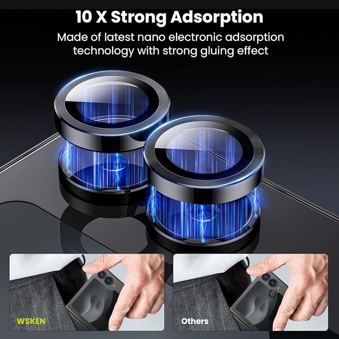 WSKEN for Z Flip 7 Camera Lens Protector Case Cover - Ultra HD Anti-Reflective Tempered Metal Glass Anti Scratch Rear Camera Screen Protector Film for Samsung Galaxy Z Flip 7 5G Accessories,Black