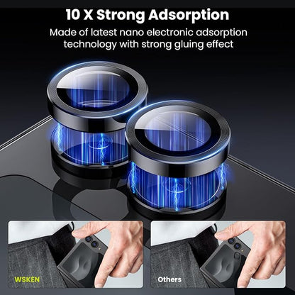 WSKEN for Z Flip 7 Camera Lens Protector Case Cover - Ultra HD Anti-Reflective Tempered Metal Glass Anti Scratch Rear Camera Screen Protector Film for Samsung Galaxy Z Flip 7 5G Accessories,Black