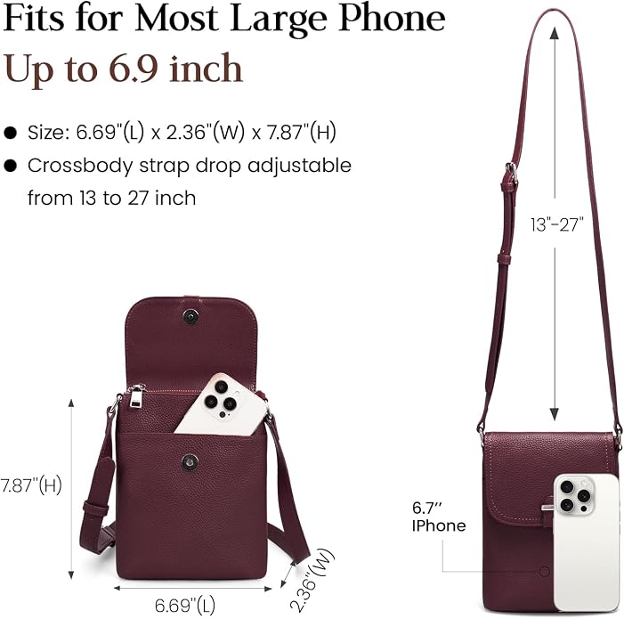 befen Genuine Leather Small Crossbody Bags for Women, Womens Cell Phone Purses Cross body Bag Purse with RFID Card Slots