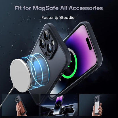 TOCOL for iPhone 14 Pro Max Case, Compatible with Magsafe, Drop Protection, Upgraded Full Camera Protection, Translucent Magnetic Matte Phone Case for iPhone 14 Pro Max 6.7 inch (Black)