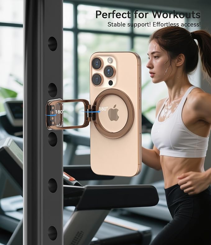 Magnetic Phone Ring Holder for MagSafe Phone Grip & Kickstand, Strong Dual-Sided Magnets Compatible with MagSafe Car Mount Gym for iPhone 17/16 Pro Max 15/14/13/12 and Android Phone Cases (Brown)