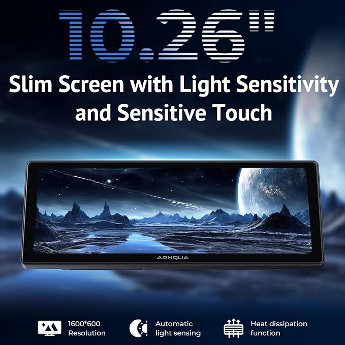 10.26 Inch Wireless Apple CarPlay & Android Auto Screen with Backup Camera,Portable Touch Display with Bluetooth FM AUX USB,Voice Control Multimedia Stereo for 99% Car Truck SUV