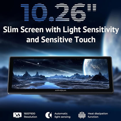10.26 Inch Wireless Apple CarPlay & Android Auto Screen with Backup Camera,Portable Touch Display with Bluetooth FM AUX USB,Voice Control Multimedia Stereo for 99% Car Truck SUV